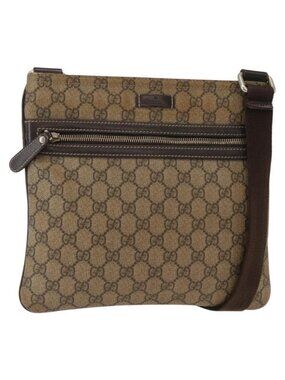 Authentic GUCCI GG Supreme Shoulder Bag PVC Beige Gold 295257